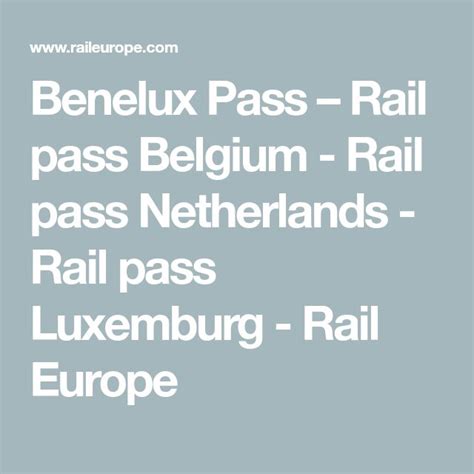 netherlands belgium rail pass